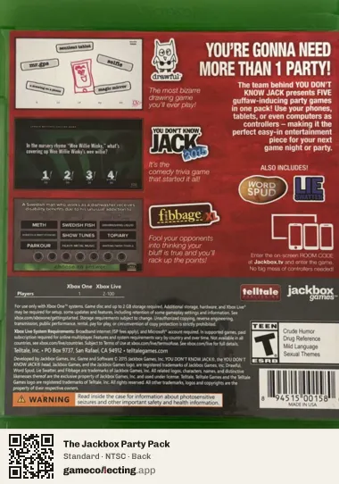 The Jackbox Party Pack Xbox One, NTSC box back