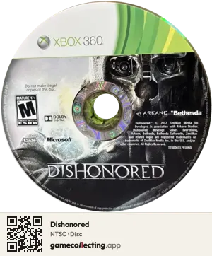 Dishonored Xbox 360, NTSC disc