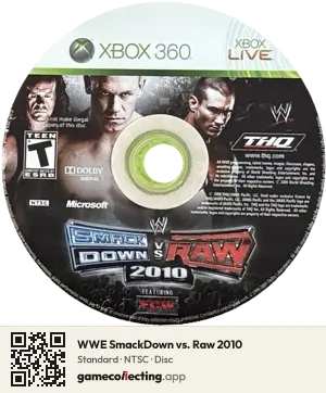 WWE SmackDown vs. Raw 2010 Xbox 360, NTSC disc