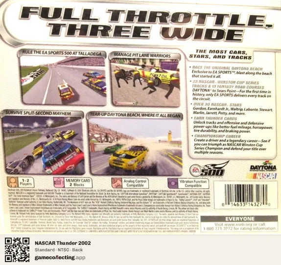 NASCAR Thunder 2002 PlayStation, NTSC box back