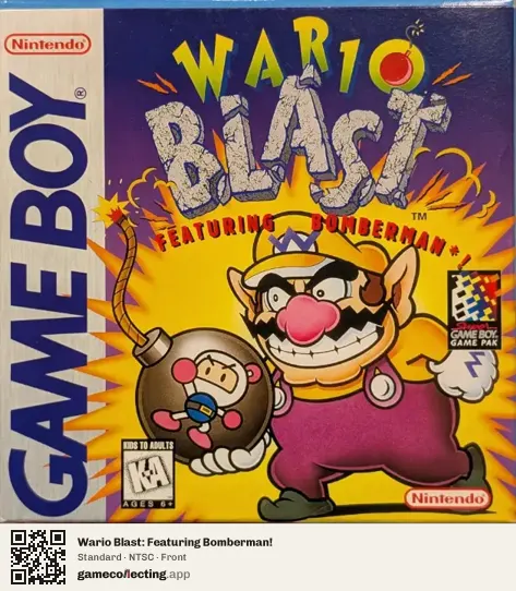 Wario Blast: Featuring Bomberman! Game Boy, NTSC box front