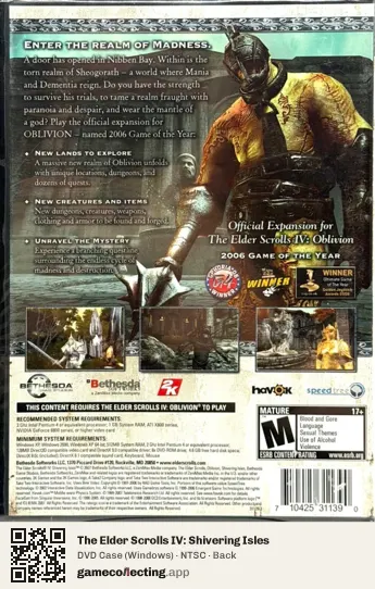 The Elder Scrolls IV: Shivering Isles Computer, NTSC box back