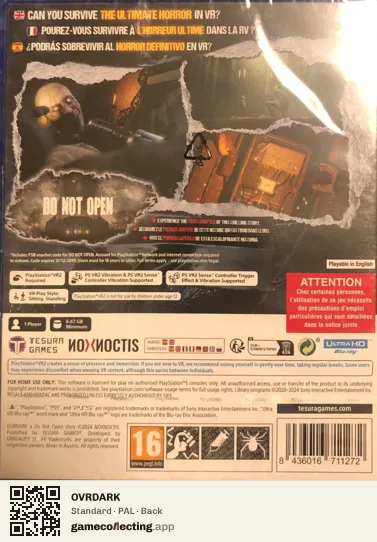 OVRDARK PlayStation 5, PAL box back