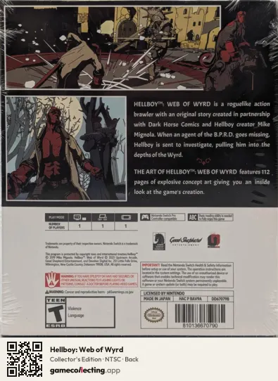 Hellboy: Web of Wyrd Nintendo Switch, NTSC box back