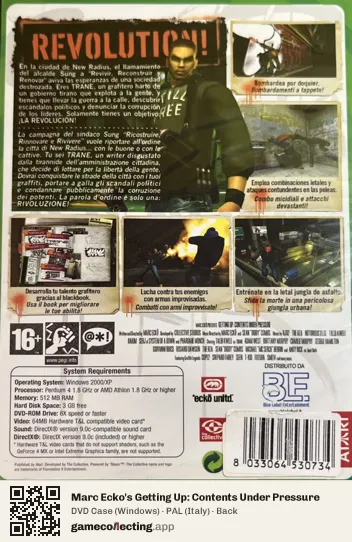 Marc Ecko's Getting Up: Contents Under Pressure Computer, Italy box back