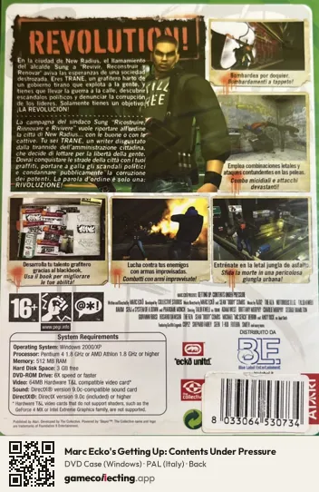 Marc Ecko's Getting Up: Contents Under Pressure Computer, Italy box back