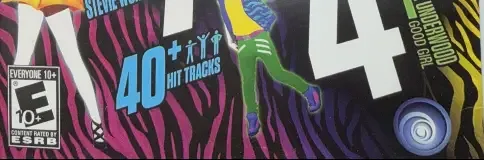 Just Dance 4, the ESRB box on its front