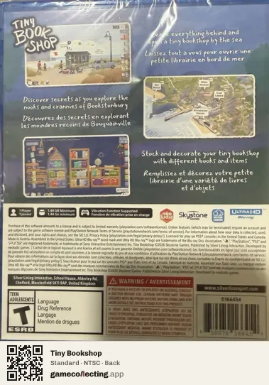 Tiny Bookshop PlayStation 5, NTSC box back