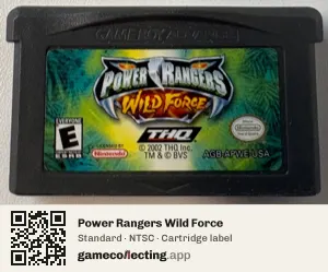 Power Rangers Wild Force Game Boy Advance, NTSC cartridge label