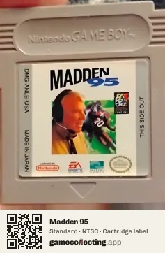 Madden 95 Game Boy, NTSC cartridge label