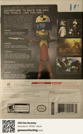 CID the Dummy Nintendo Wii, NTSC box back