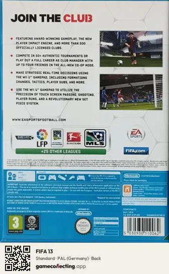 FIFA 13 Nintendo Wii U, Germany box back