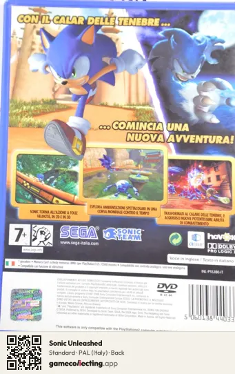 Sonic Unleashed PlayStation 2, Italy box back