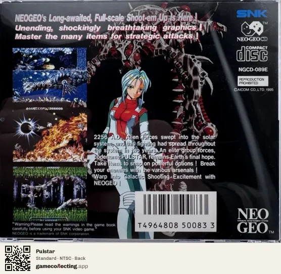 Pulstar Neo Geo CD, NTSC box back
