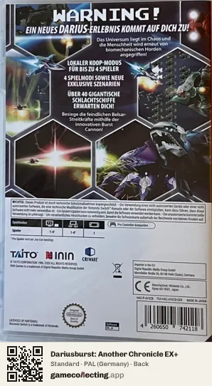 Dariusburst: Another Chronicle EX+ Nintendo Switch, Germany box back