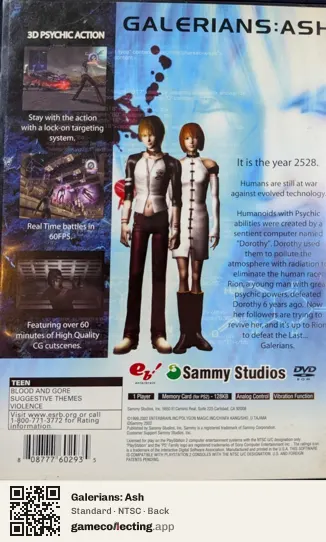 Galerians: Ash PlayStation 2, NTSC box back