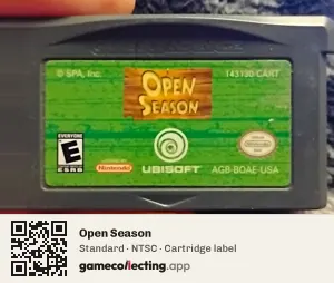 Open Season Game Boy Advance, NTSC cartridge label