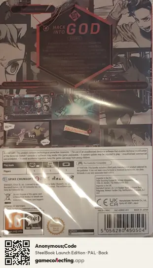 Anonymous;Code Nintendo Switch, PAL box back
