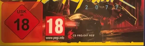 Cyberpunk 2077, the USK square on its front