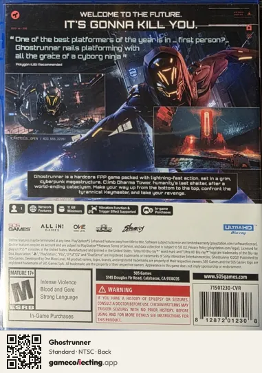 Ghostrunner PlayStation 5, NTSC box back