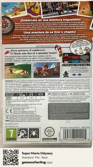 Super Mario Odyssey Nintendo Switch, PAL box back