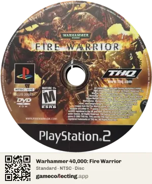 Warhammer 40,000: Fire Warrior PlayStation 2, NTSC disc