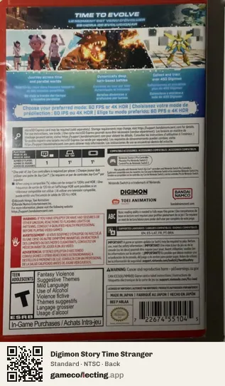 Digimon Story Time Stranger Nintendo Switch 2, NTSC box back