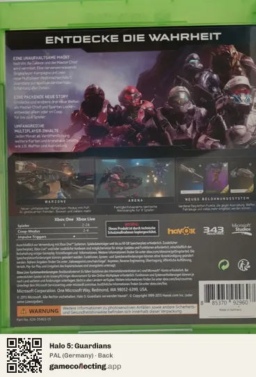 Halo 5: Guardians Xbox One, Germany box back