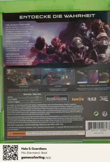 Halo 5: Guardians Xbox One, Germany box back