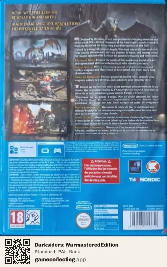 Darksiders: Warmastered Edition Nintendo Wii U, PAL box back