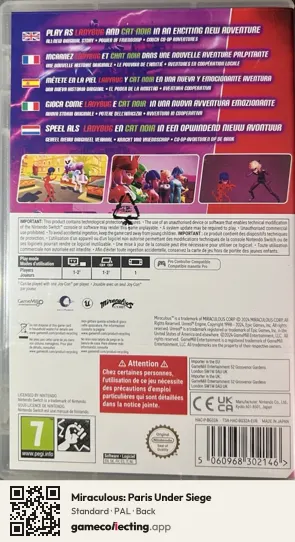 Miraculous: Paris Under Siege Nintendo Switch, PAL box back