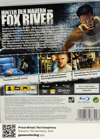 Prison Break: The Conspiracy PlayStation 3, Germany box back