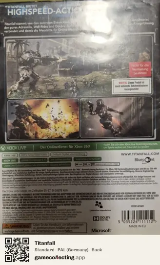 Titanfall Xbox 360, Germany box back