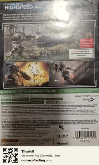 Titanfall Xbox 360, Germany box back