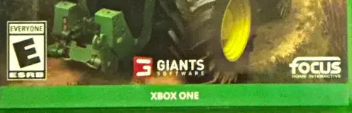Farming Simulator 19, the ESRB box on its front