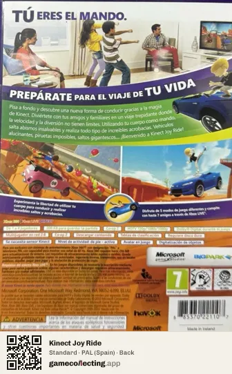 Kinect Joy Ride Xbox 360, Spain box back