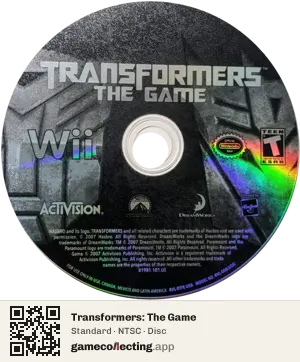 Transformers: The Game Nintendo Wii, NTSC disc