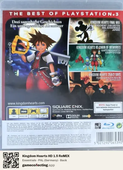 Kingdom Hearts HD 1.5 ReMIX PlayStation 3, Germany box back