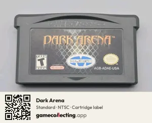 Dark Arena Game Boy Advance, NTSC cartridge label