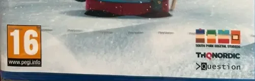 South Park: Snow Day!, the PEGI square on its front