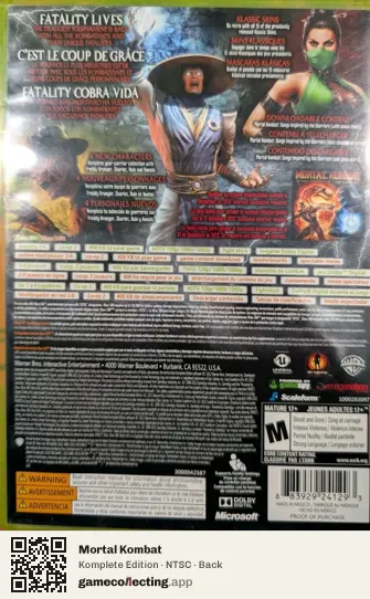 Mortal Kombat Xbox 360, NTSC box back