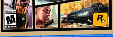 Grand Theft Auto V, the ESRB box on its front