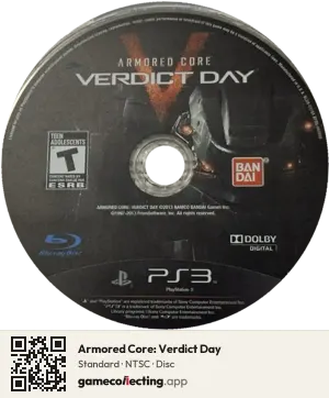 Armored Core: Verdict Day PlayStation 3, NTSC disc