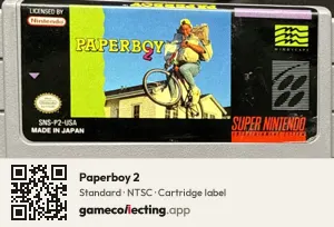 Paperboy 2 Super Nintendo Entertainment System, NTSC cartridge label