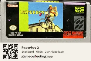 Paperboy 2 Super Nintendo Entertainment System, NTSC cartridge label