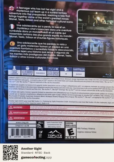 Another Sight PlayStation 4, NTSC box back