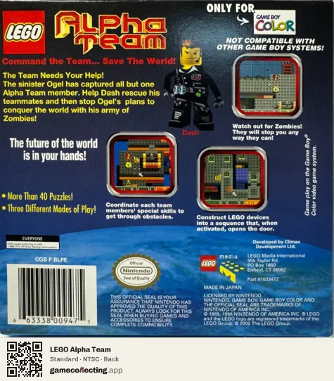 LEGO Alpha Team Game Boy Color, NTSC box back