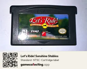 Let's Ride! Sunshine Stables Game Boy Advance, NTSC cartridge label