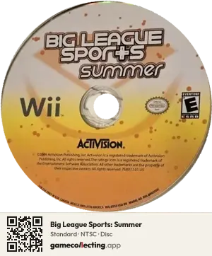 Big League Sports: Summer Nintendo Wii, NTSC disc