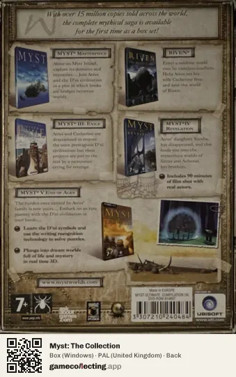 Myst: The Collection Computer, United Kingdom box back